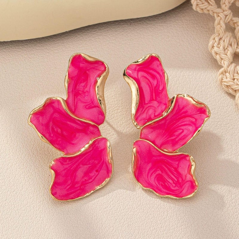 EXPHAIN Irregular Petal Earring For Women Stainless Steel Unique Statement Flower Dangle Earrings Trendy Jewelry Gift - Image 3